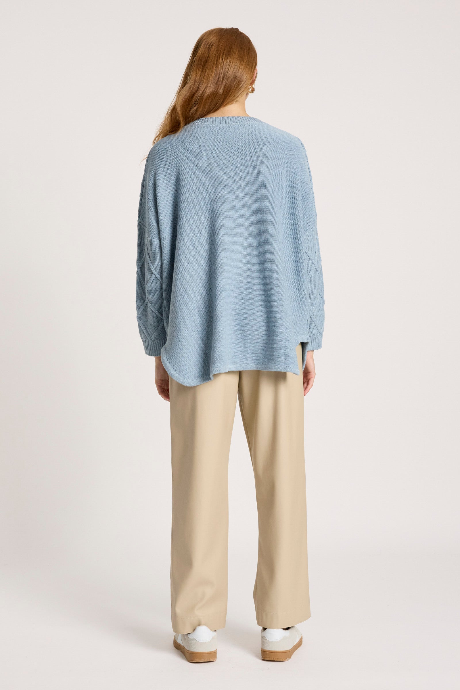 Eb&Ive Liora Relaxed Cotton Jumper Lake Blue  light Baby blue  relaxed weekend  knit cable travel sweater 