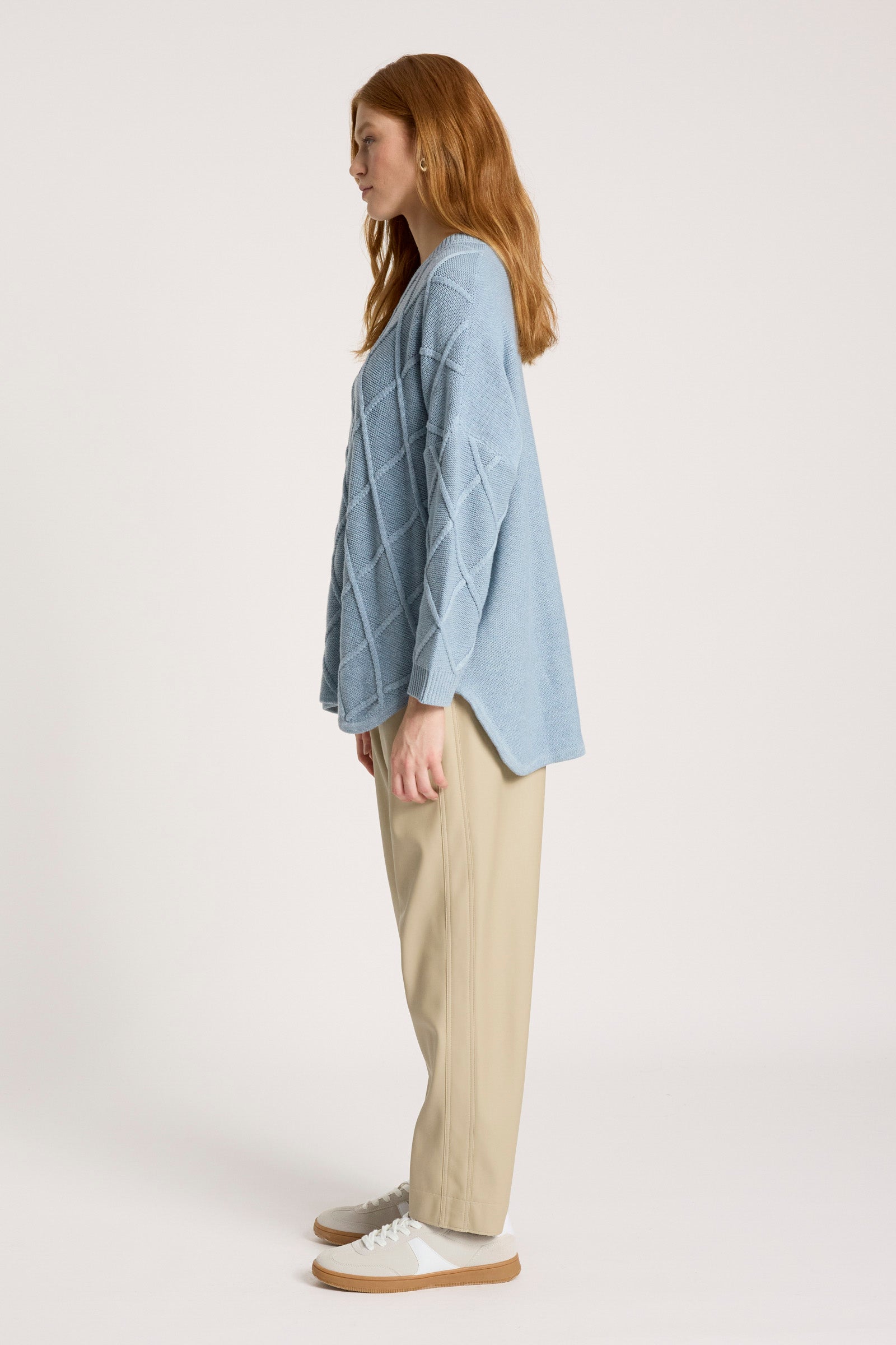 Eb&Ive Liora Relaxed Cotton Jumper Lake Blue  light Baby blue  relaxed weekend  knit cable travel sweater 