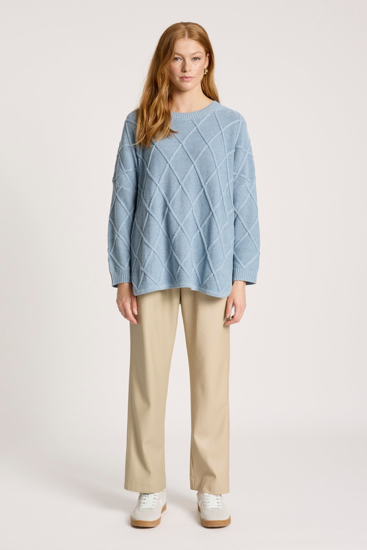 Eb&Ive Liora Relaxed Cotton Jumper Lake Blue  light Baby blue  relaxed weekend  knit cable travel sweater 