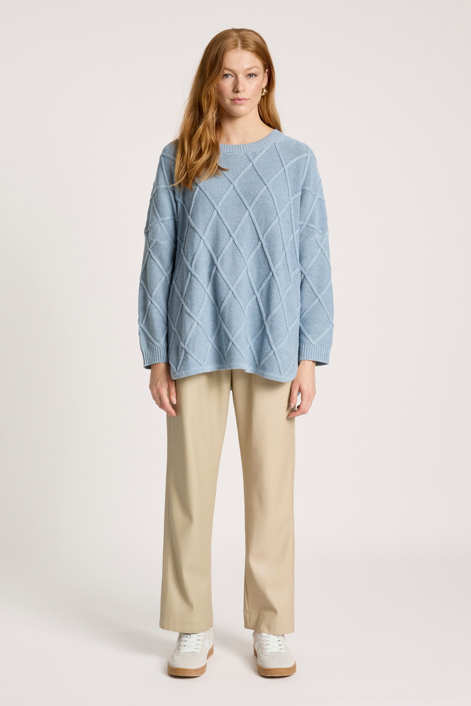 Eb&Ive Liora Relaxed Cotton Jumper Lake Blue  light Baby blue  relaxed weekend  knit cable travel sweater 