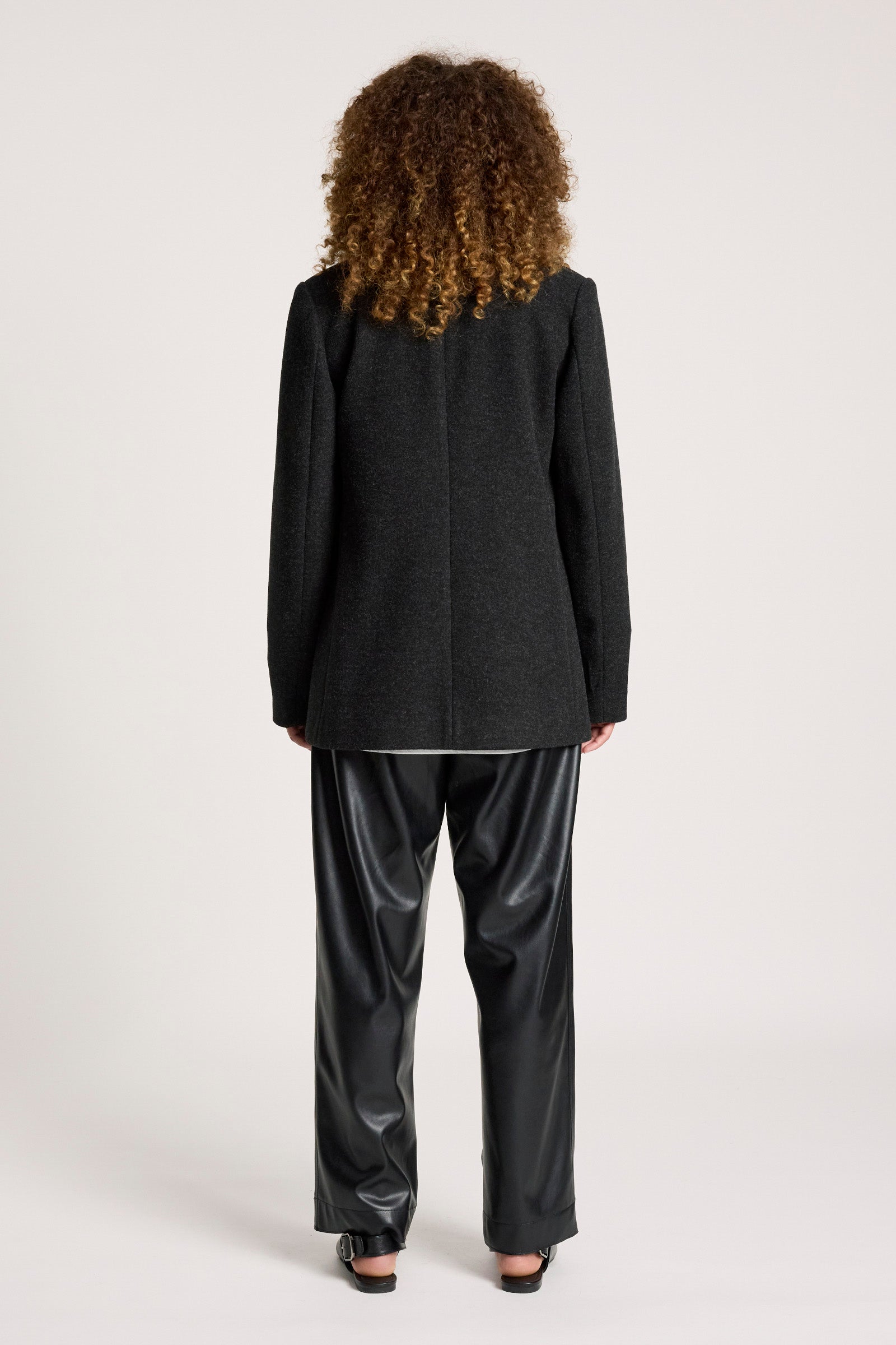 Eb&Ive Sable Blazer  Charcoal dark  grey black Jacket work wear smart casual one button coat 