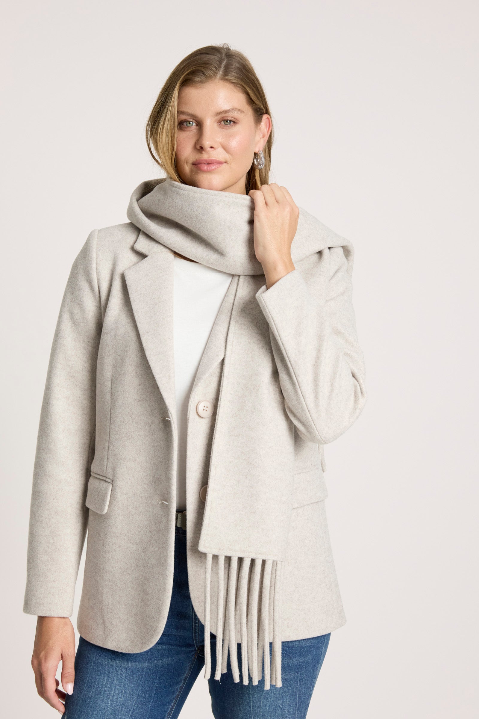 Eb&Ive Sable Blazer bisque white grey black Jacket work wear smart casual one button coat 