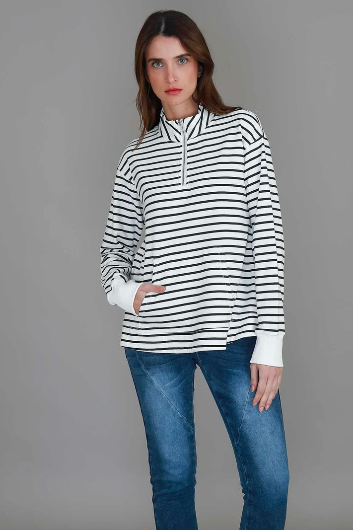 Gianna Half Zip Sweater - Stripe