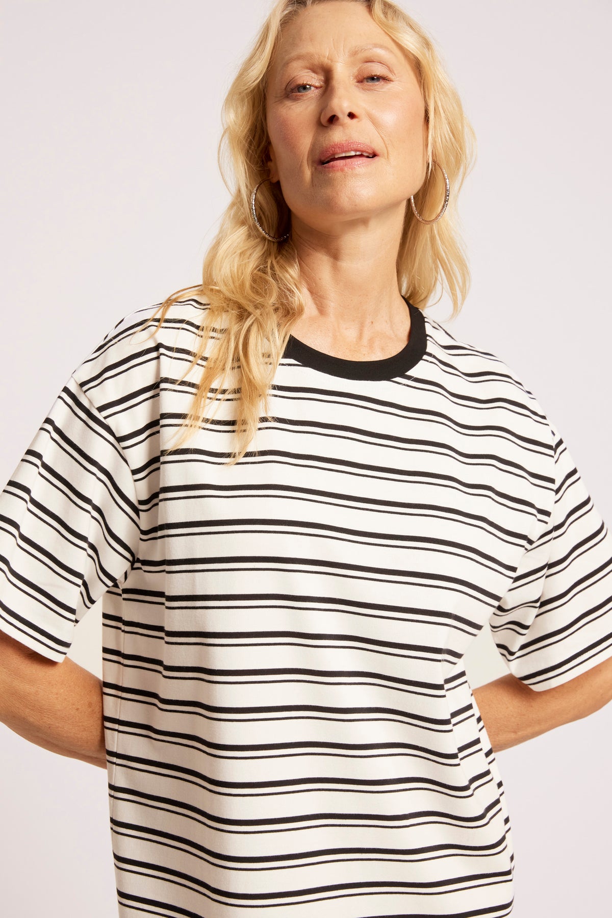 Paloma Striped T-Shirt Dress - Black White