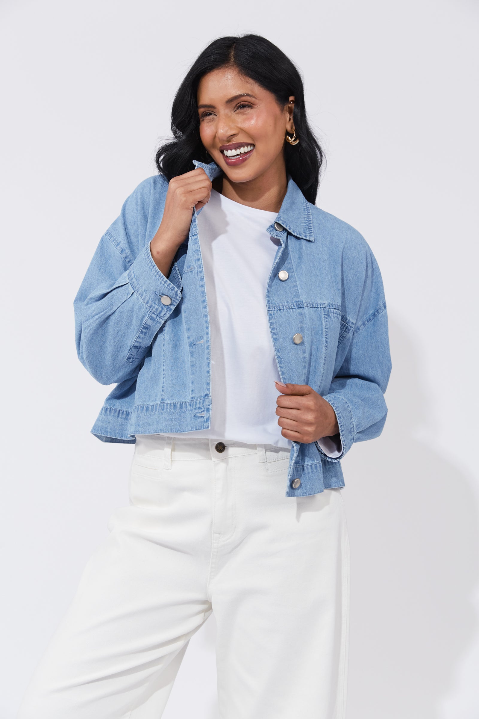 Austin Denim Crop Jacket - Lt Denim