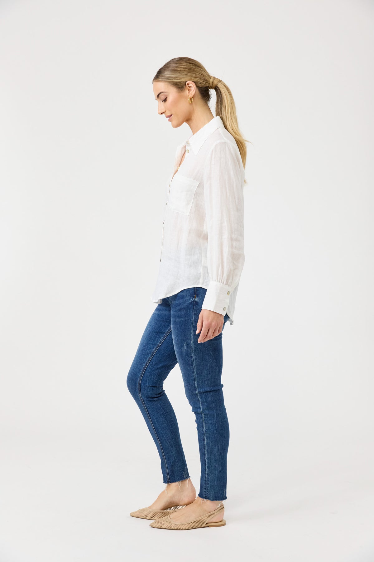 Studio Linen Shirt - White Salt