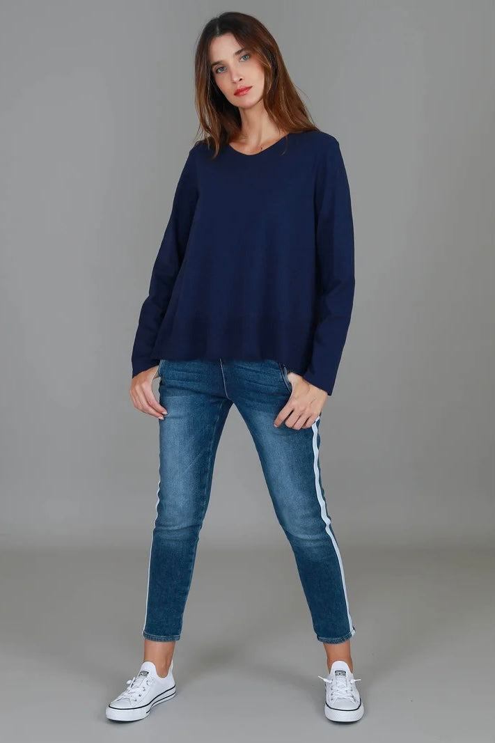 Sonya Long Sleeve T Shirt - Navy