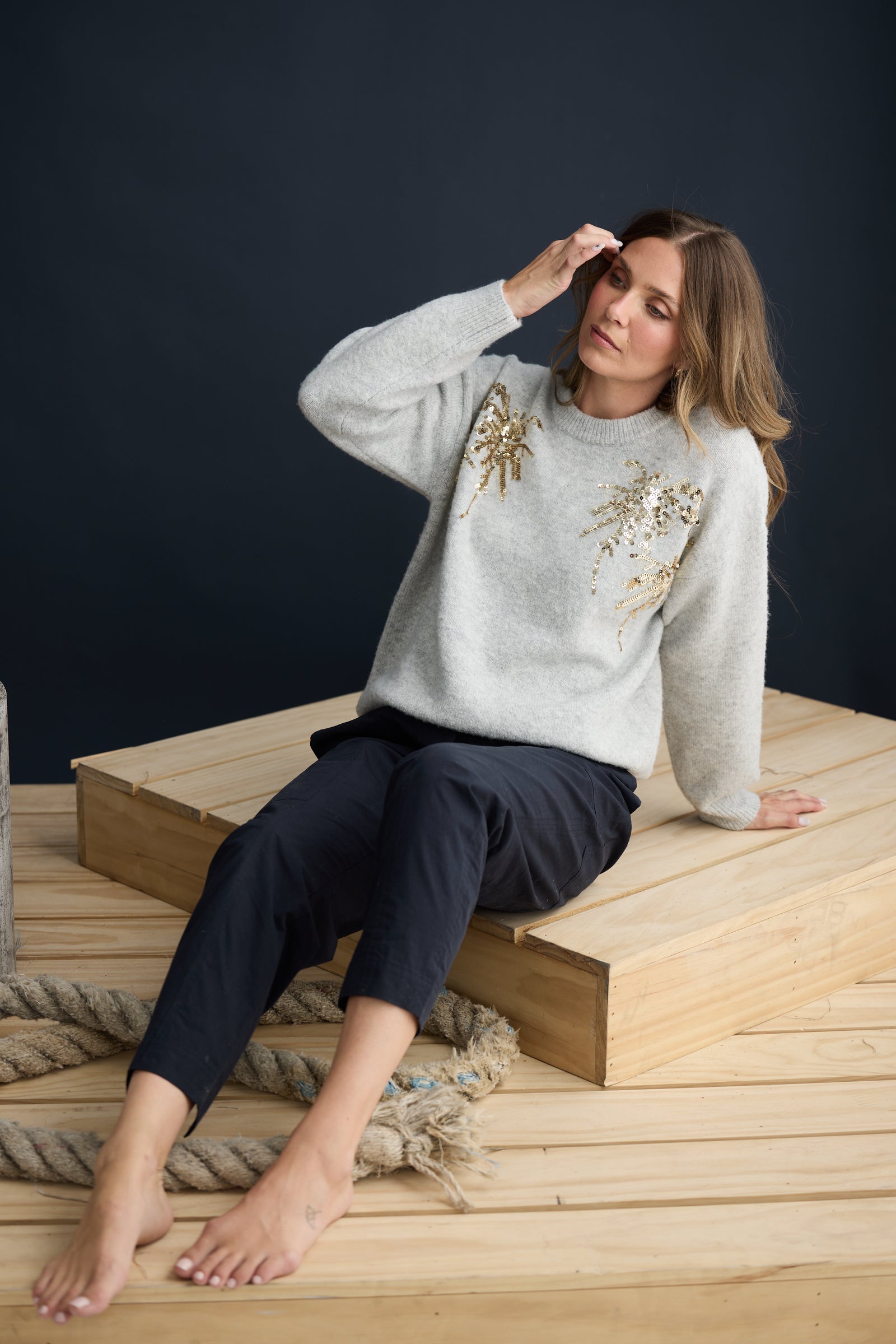 Paradise Knit - Grey / Gold
