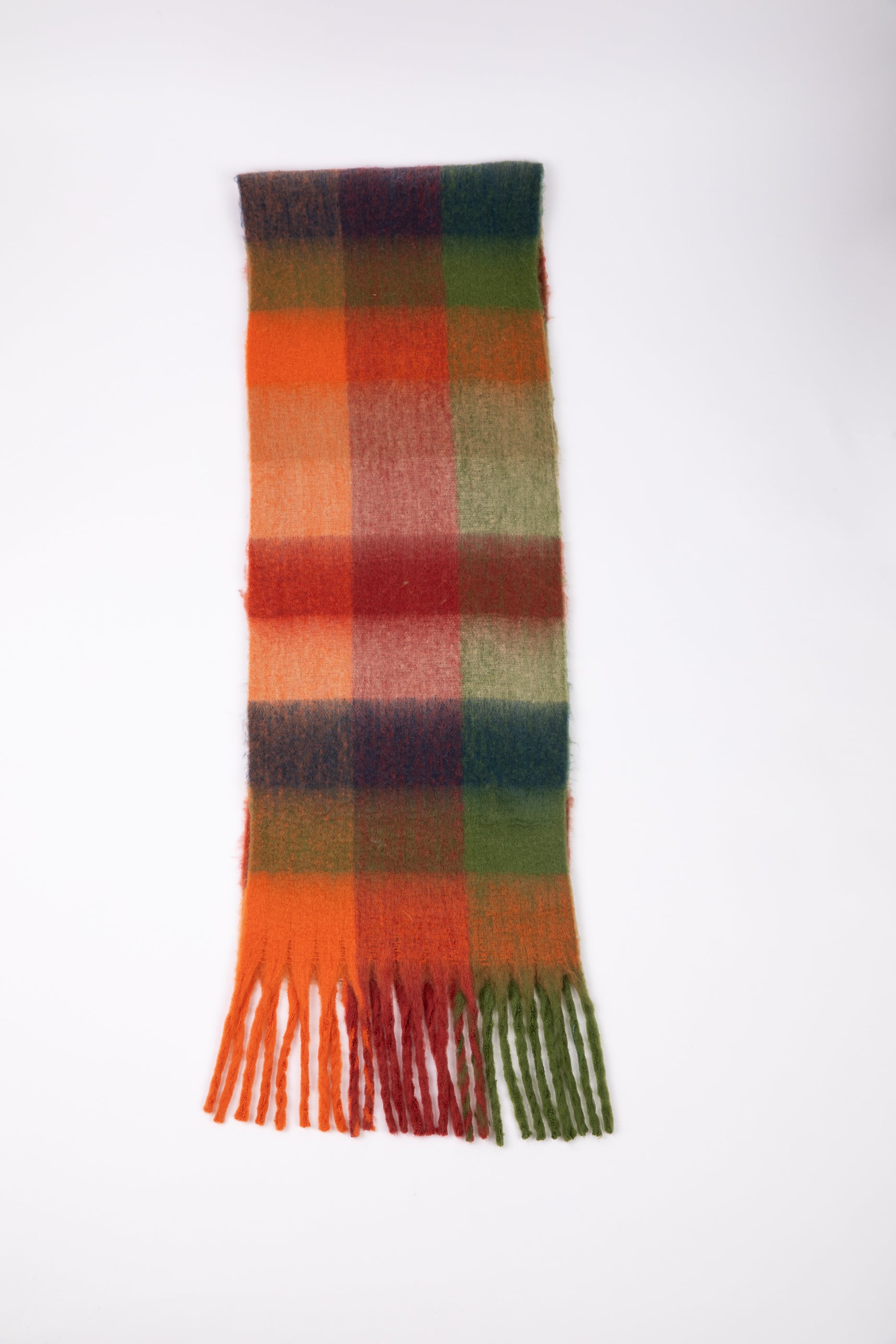 Cruz Scarf - Green & Orange Check