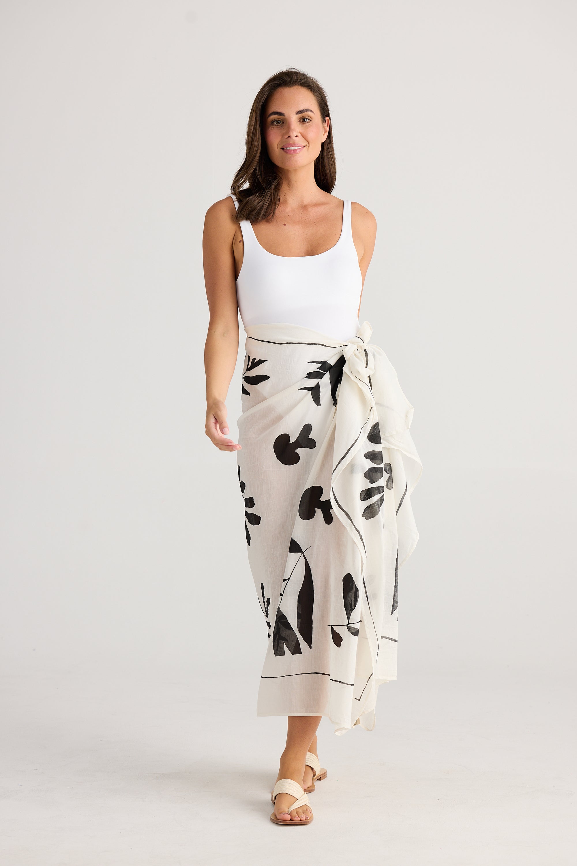 SALE - Poko Sarong - Passion Flower Black - Cotton Silk