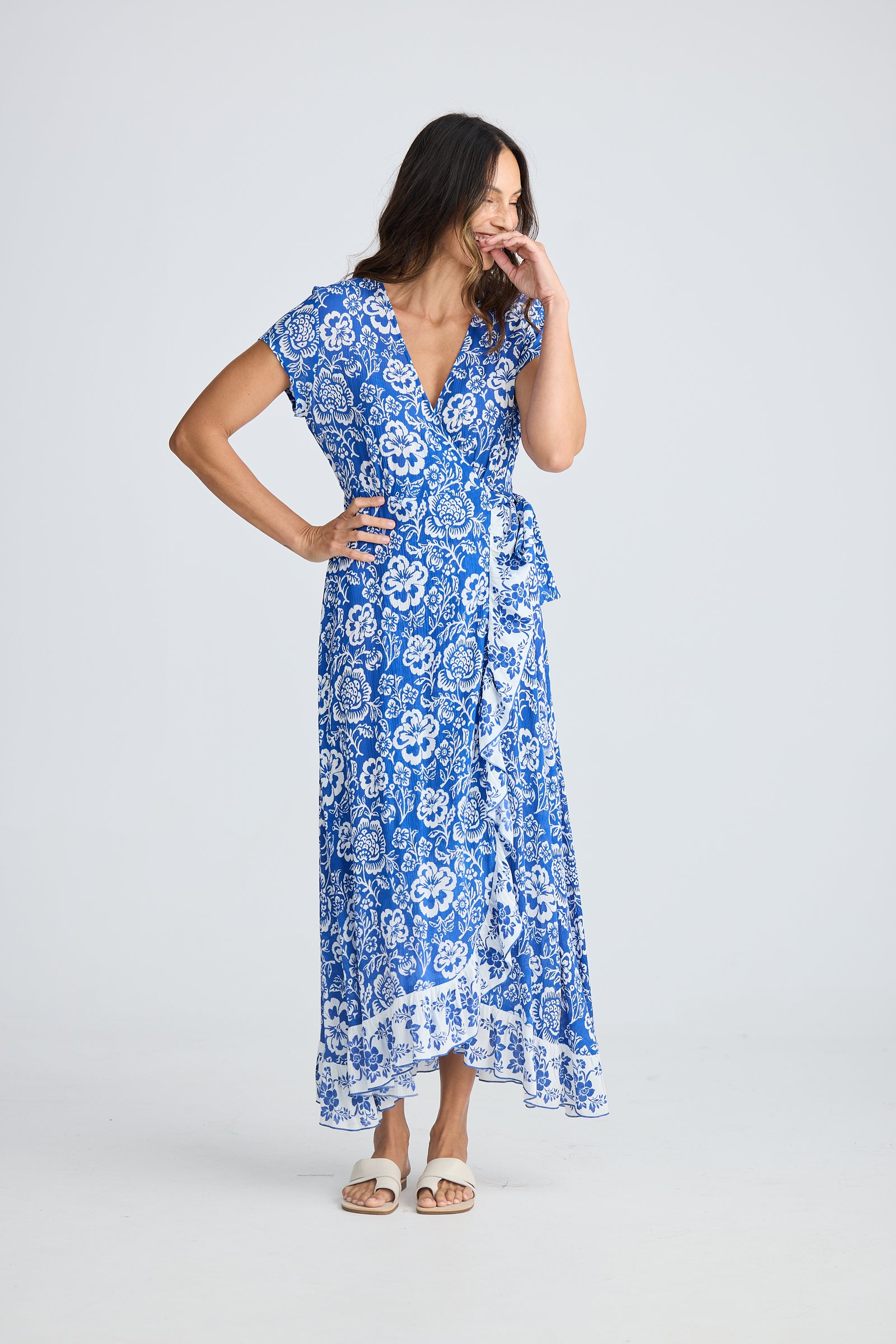 Lotus Wrap Dress - Ocean Paradise Print