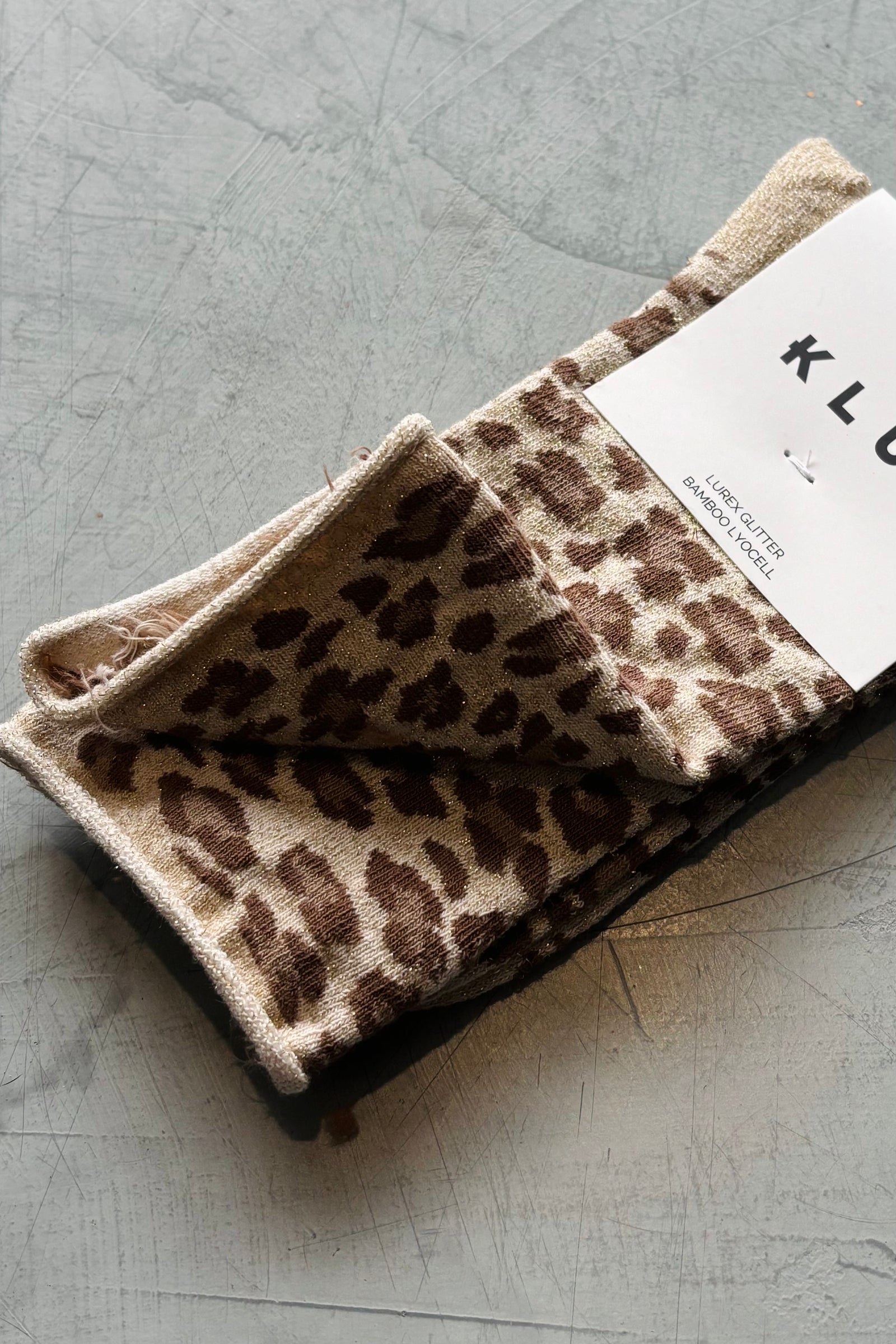 KLUE Glitter Lurex Socks | Leopard beige