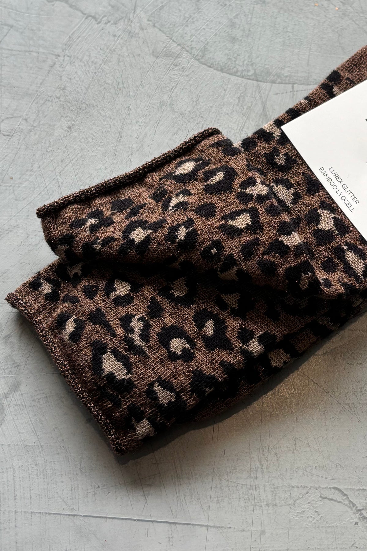 KLUE Glitter Lurex Socks | Leopard brown