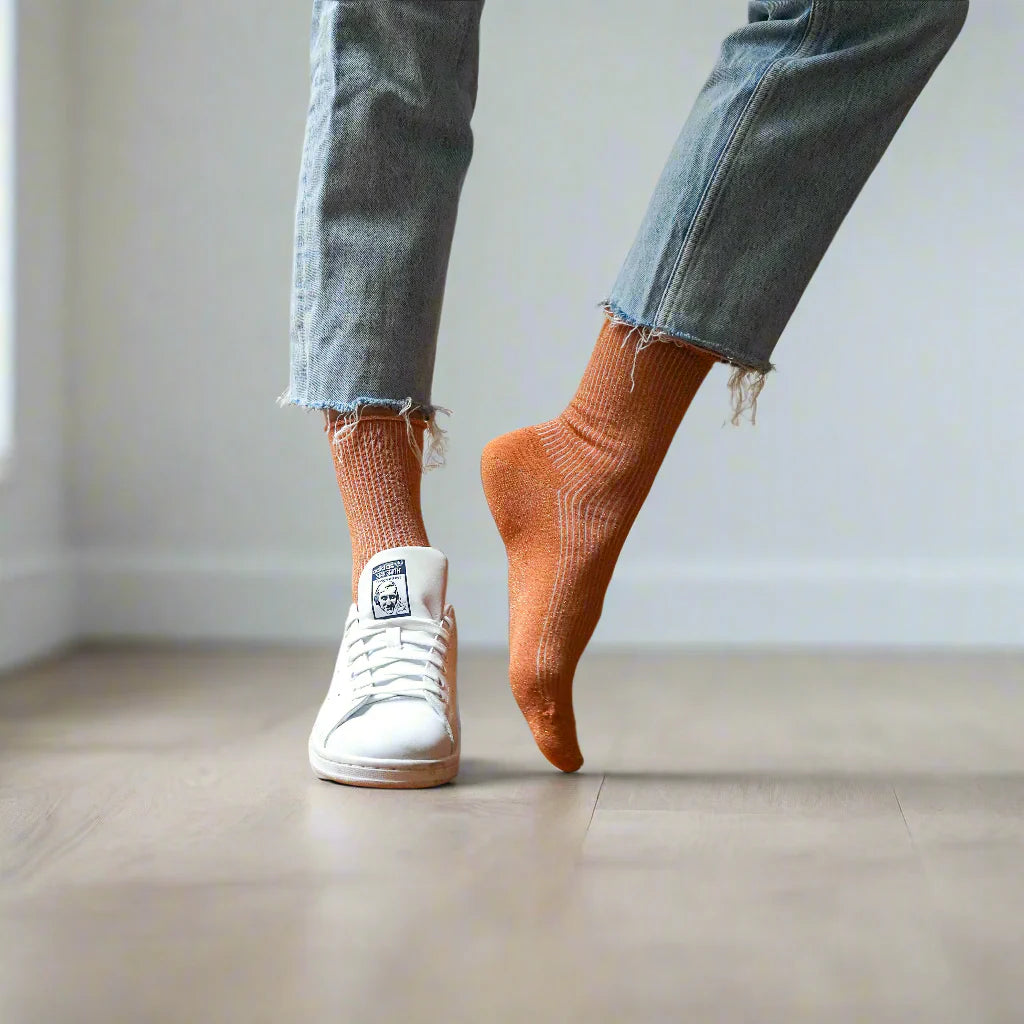 KLUE Glitter Lurex socks | Terracotta