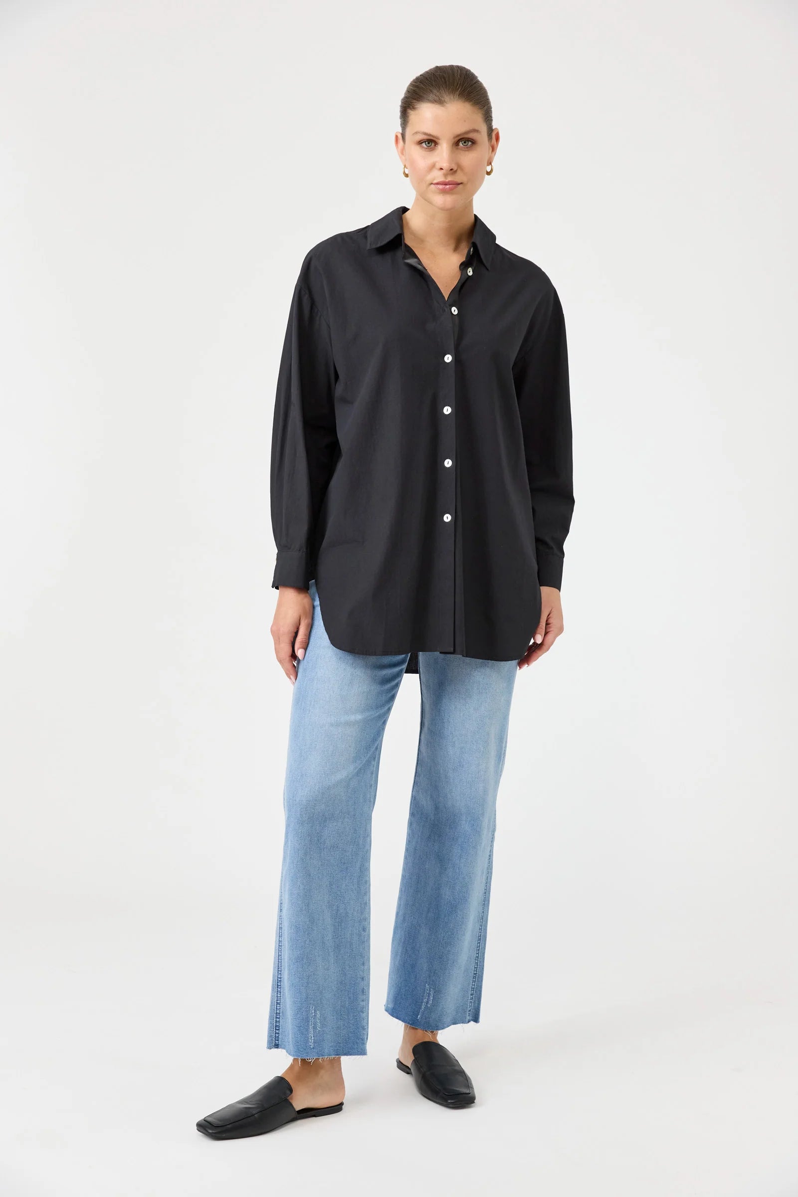 Studio Oversized Cotton Shirt - Ebony