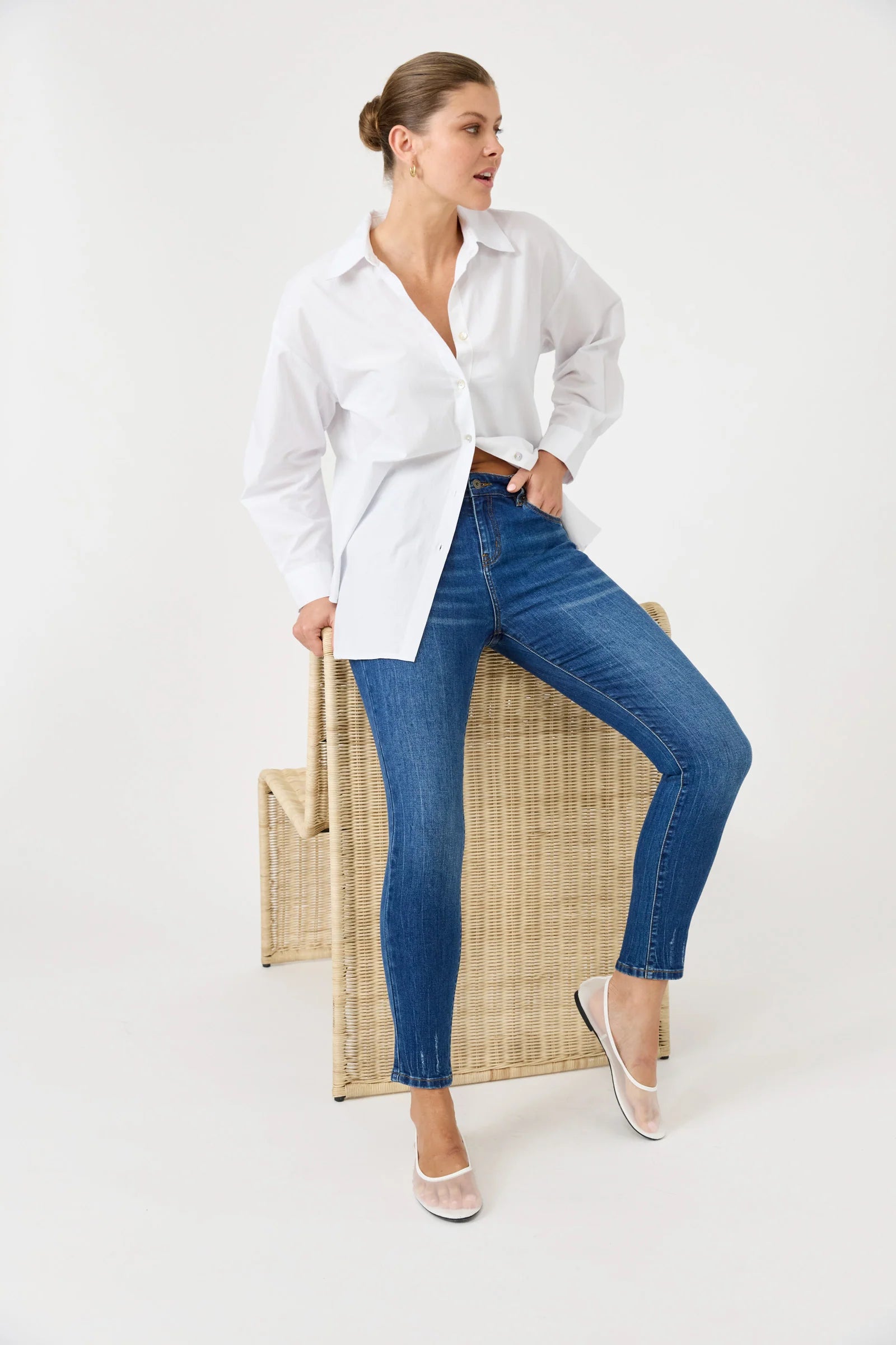 Studio Oversized Cotton Shirt - Salt White