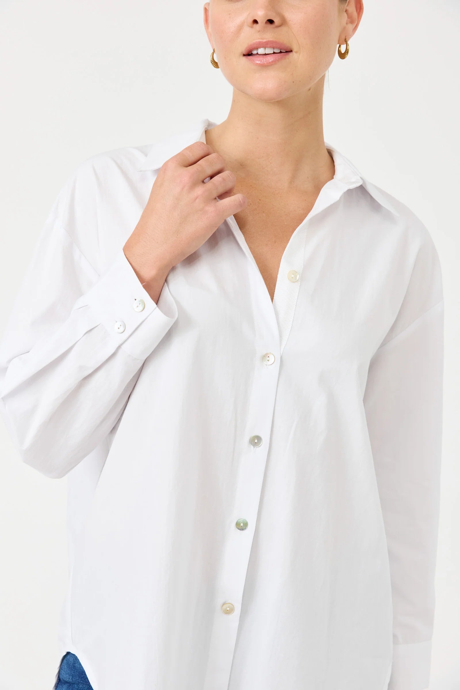 Studio Oversized Cotton Shirt - Salt White