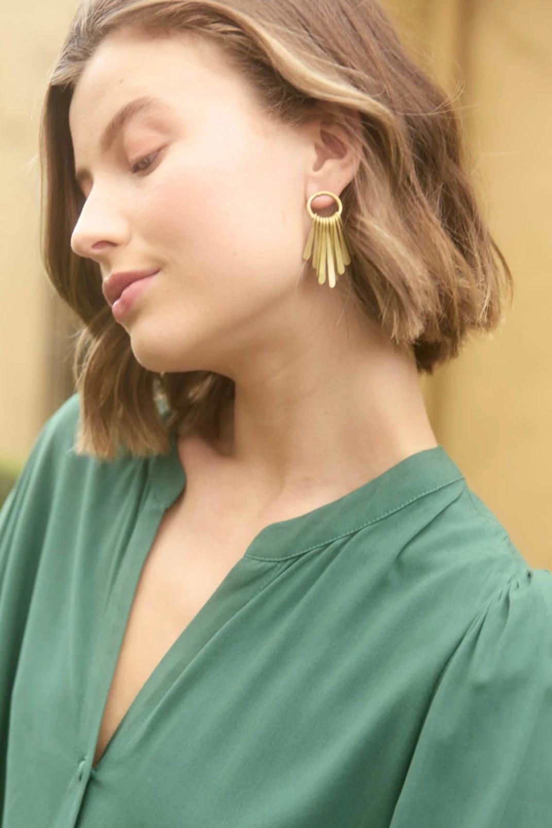 Aphrodite Fan Earring - Gold + Silver