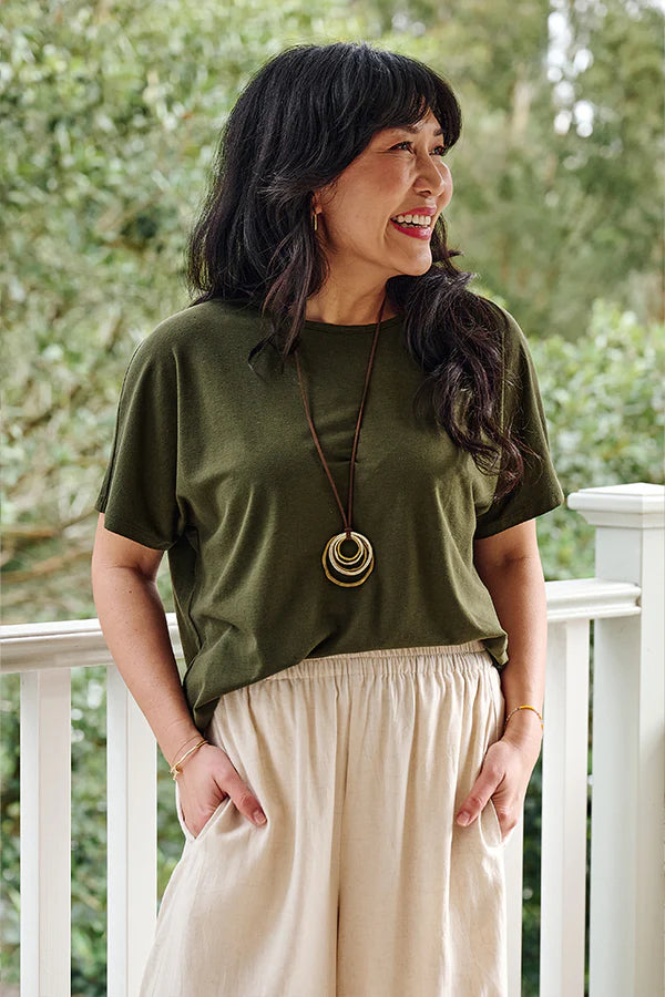 Pax Tee  - Olive Bamboo Linen