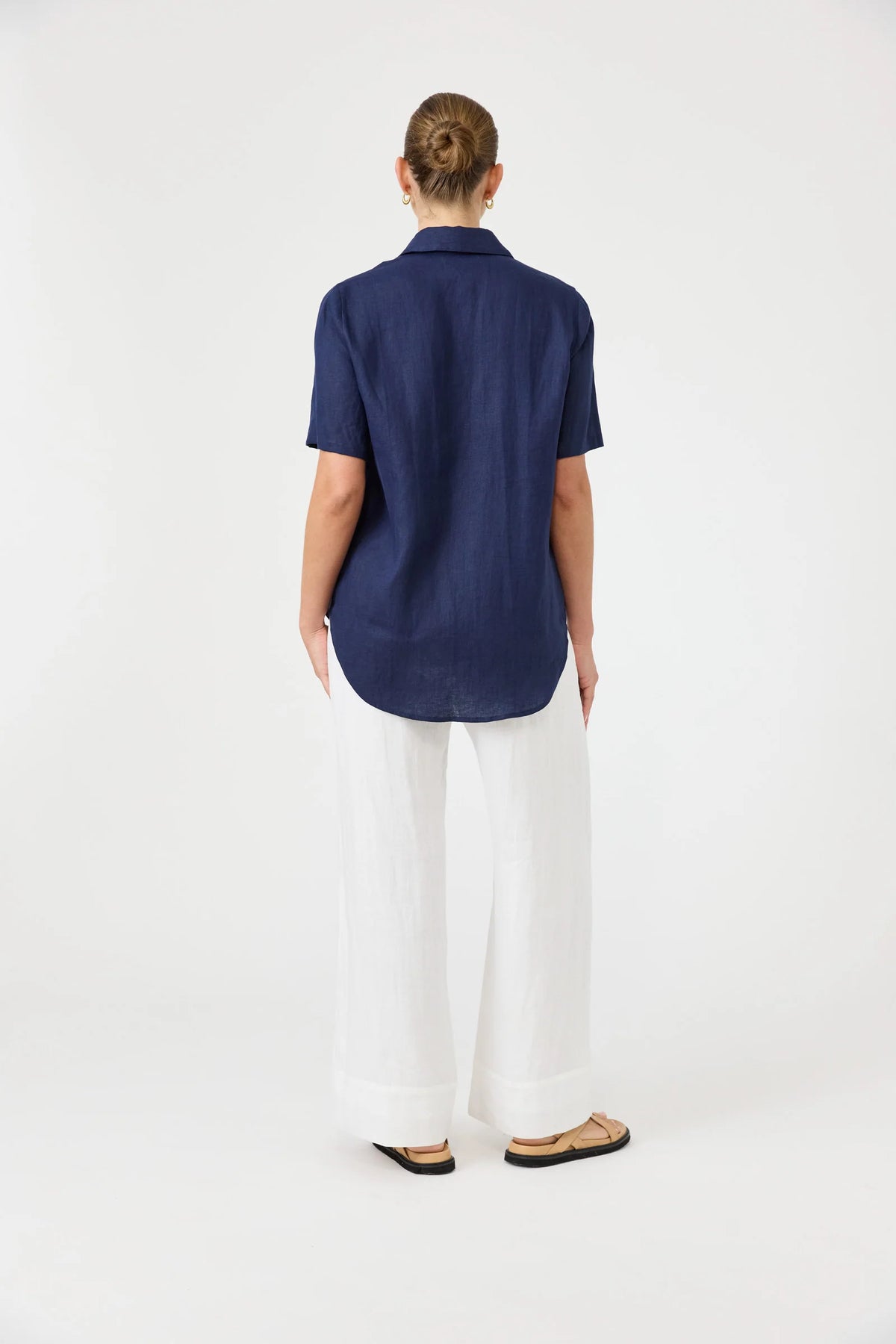 Studio Linen Short Shirt - Indigo