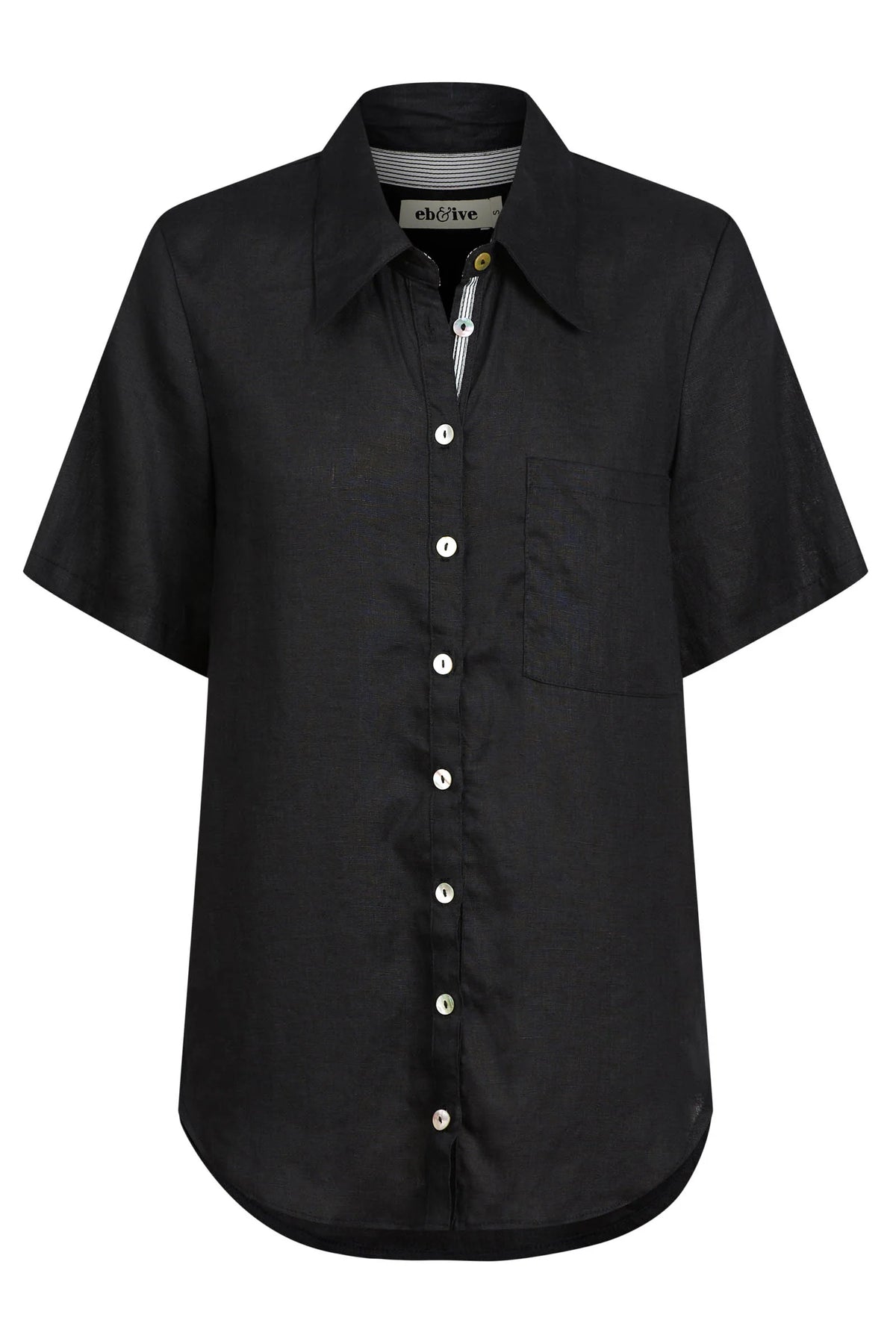 Studio Linen Short Shirt - Black
