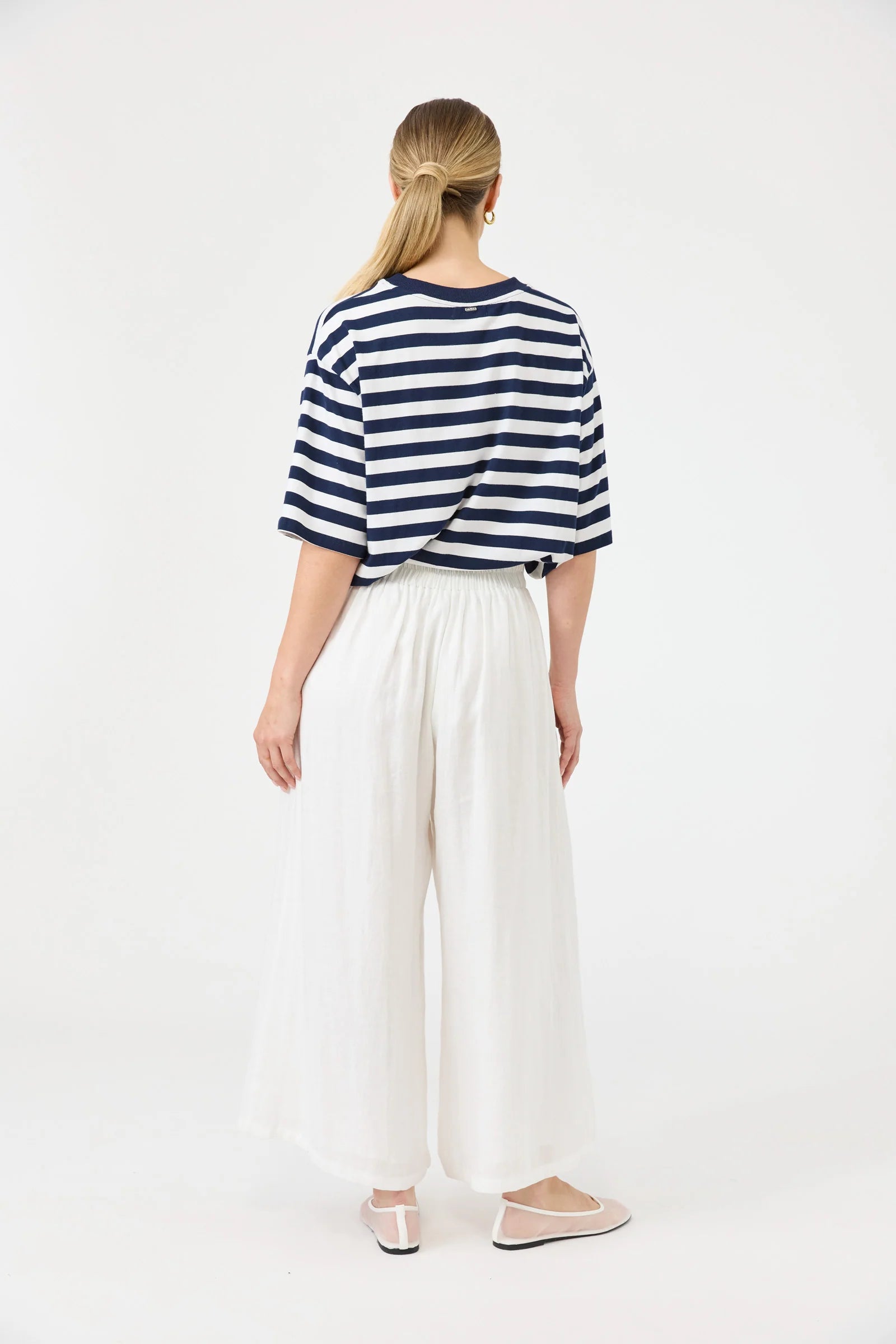 Eb&Ive Studio Linen Crop Wide Leg High waisted women’s Pant white above ankle Work Pant High Rise Wide leg  linen pants salt 100% linen trousers