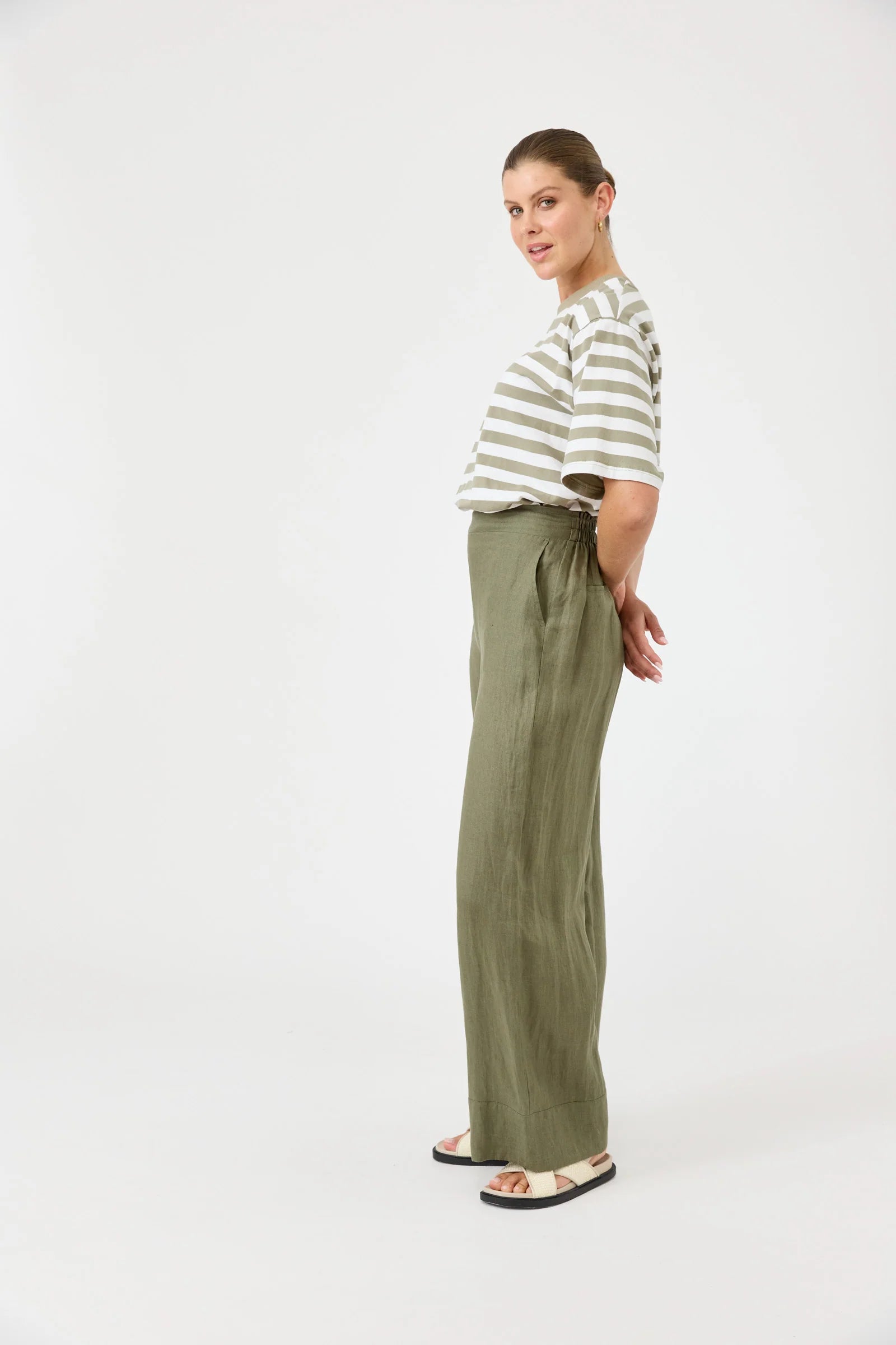 Studio Linen Pant - Khaki