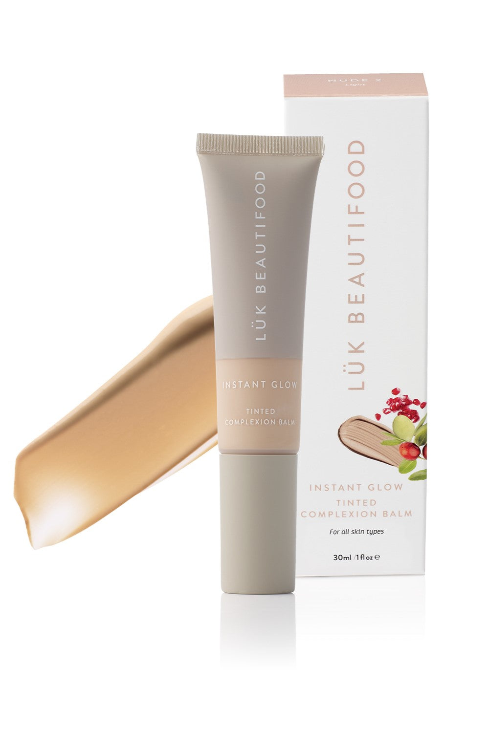 Luk Beautifood instant glow skin tint complexion balm tinted moisturiser all natural made in Australia skin care Nourishing  beauty Nude 2
