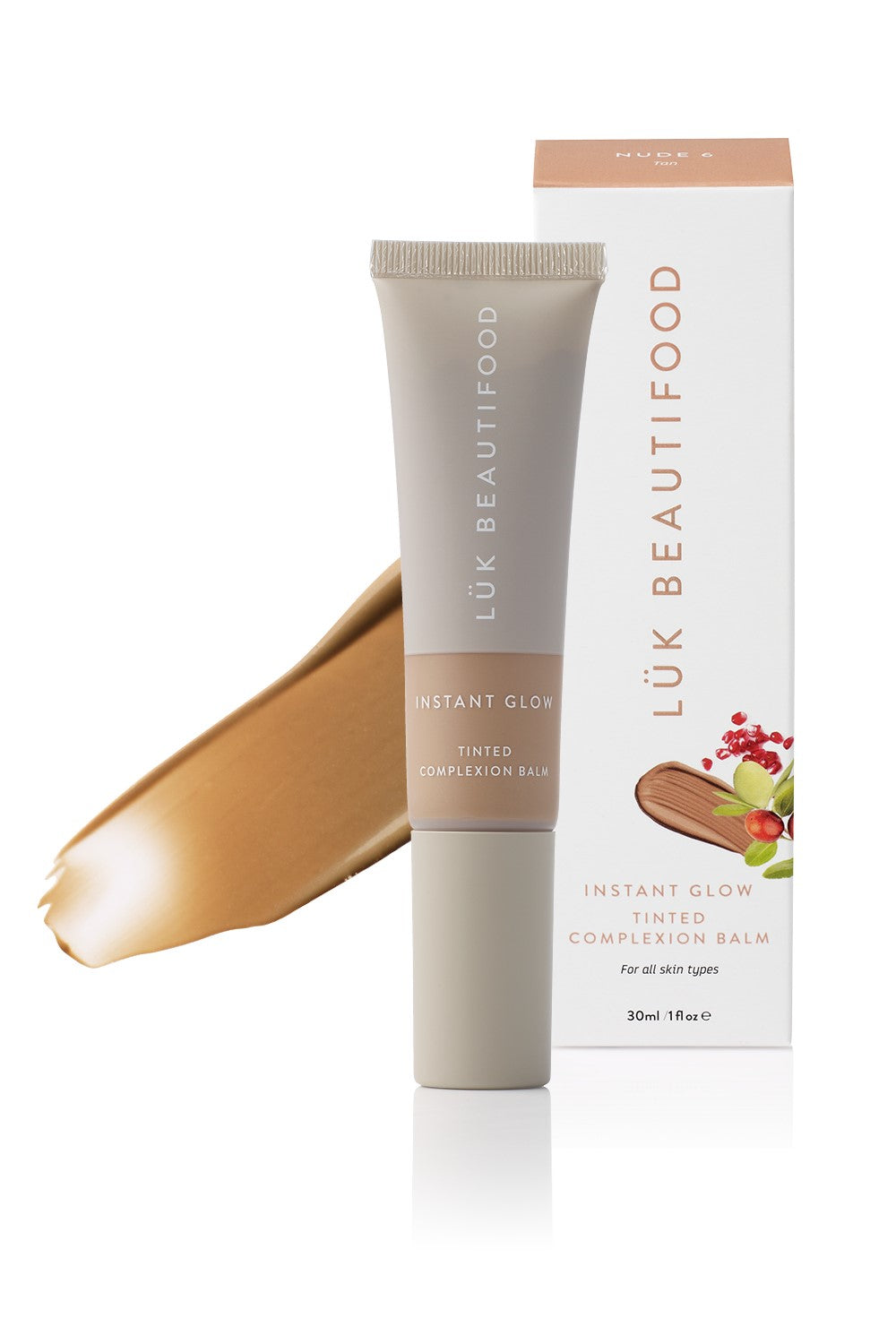 Luk Beautifood instant glow skin tint complexion balm tinted moisturiser all natural made in Australia skin care Nourishing  beauty Nude 6