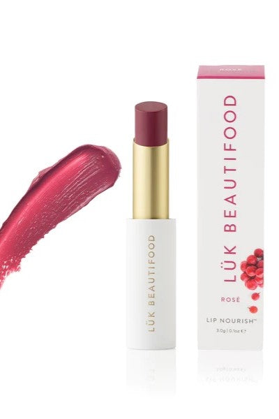 LUK Beautifood lip nourish rose balm natural nourishing organic vegan non-toxic clean beauty fruit pigmented ethical cruelty free hydrated animal friendly earth derived