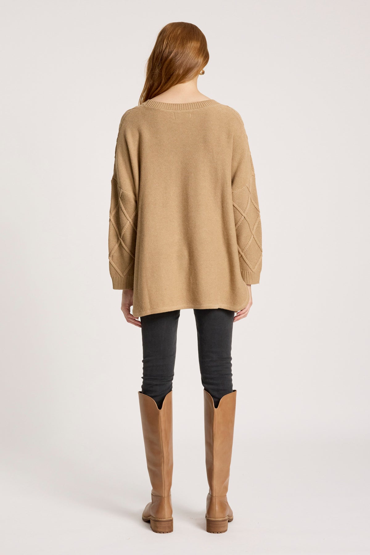 Liora Relaxed Cotton Jumper Mocha Caramel cable knitwear relaxed sweater autumn winter textured knit travel 