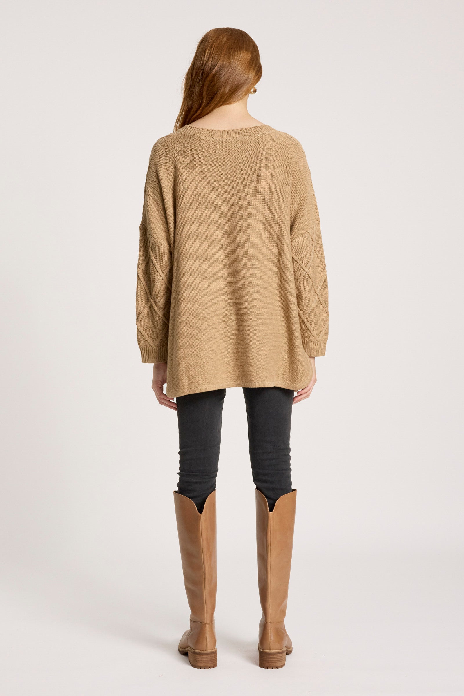 Liora Relaxed Cotton Jumper Mocha Caramel cable knitwear relaxed sweater autumn winter textured knit travel 