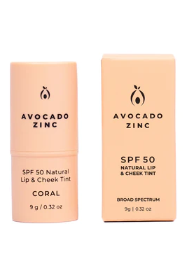 Avocado Zinc - SPF 50 Natural Lip & Cheek Tint - Coral