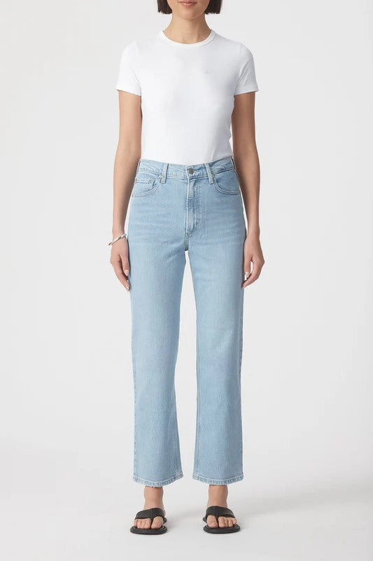 Nobody Denim Cameron straight leg Jean - 90’s light blue wash women’s premium denim jeans comfort fit eco-friendly sustainable cotton Australian high rise wide 