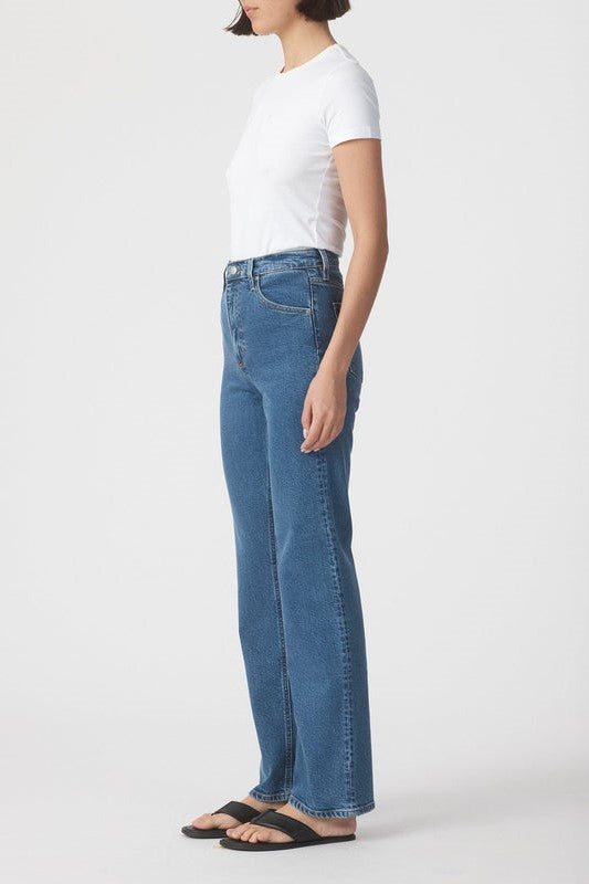 Nobody Denim Loretta boot leg Jean - dark light blue wash women’s premium denim jeans comfort fit eco-friendly sustainable cotton Australian high rise wide bootcut