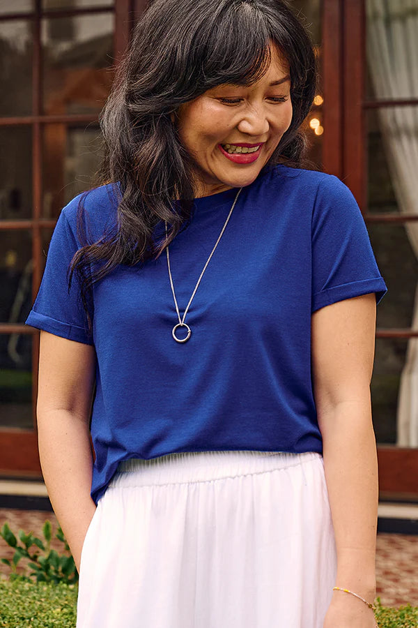 Shorter Bamboo Tee  - Cobalt