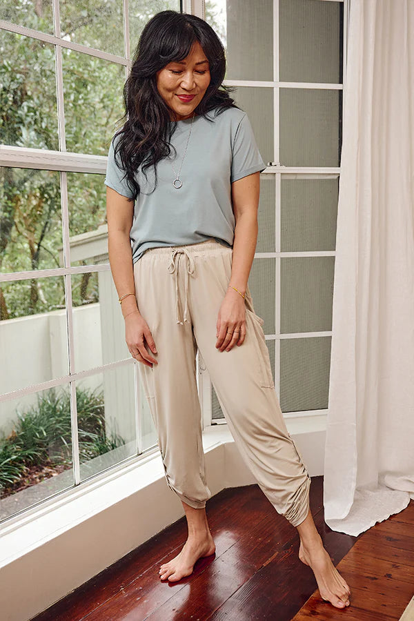 Shorter Bamboo Tee  - Steel Blue