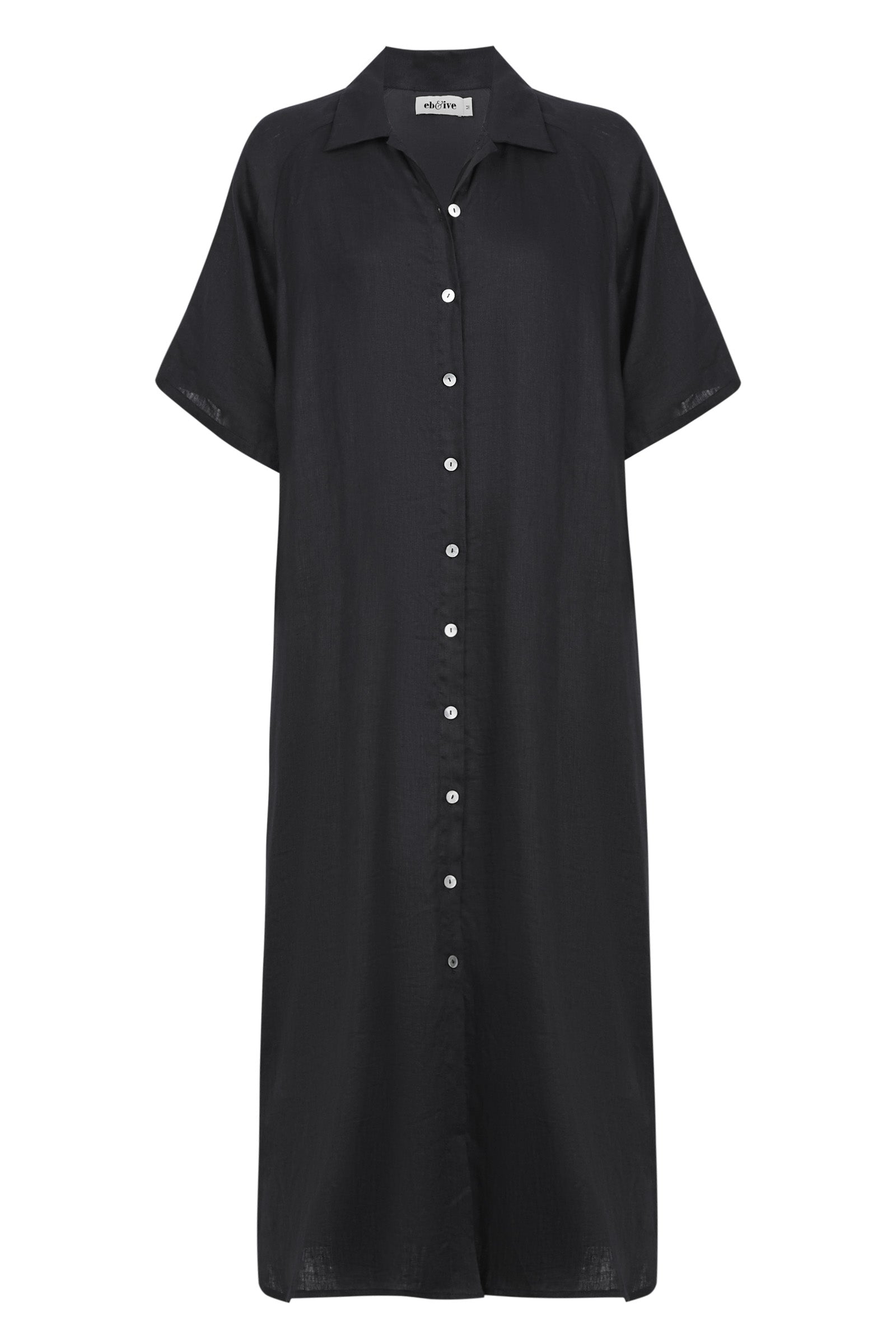 Eb & Ive linen shirt dress black every day staple versatile, flattering breezy