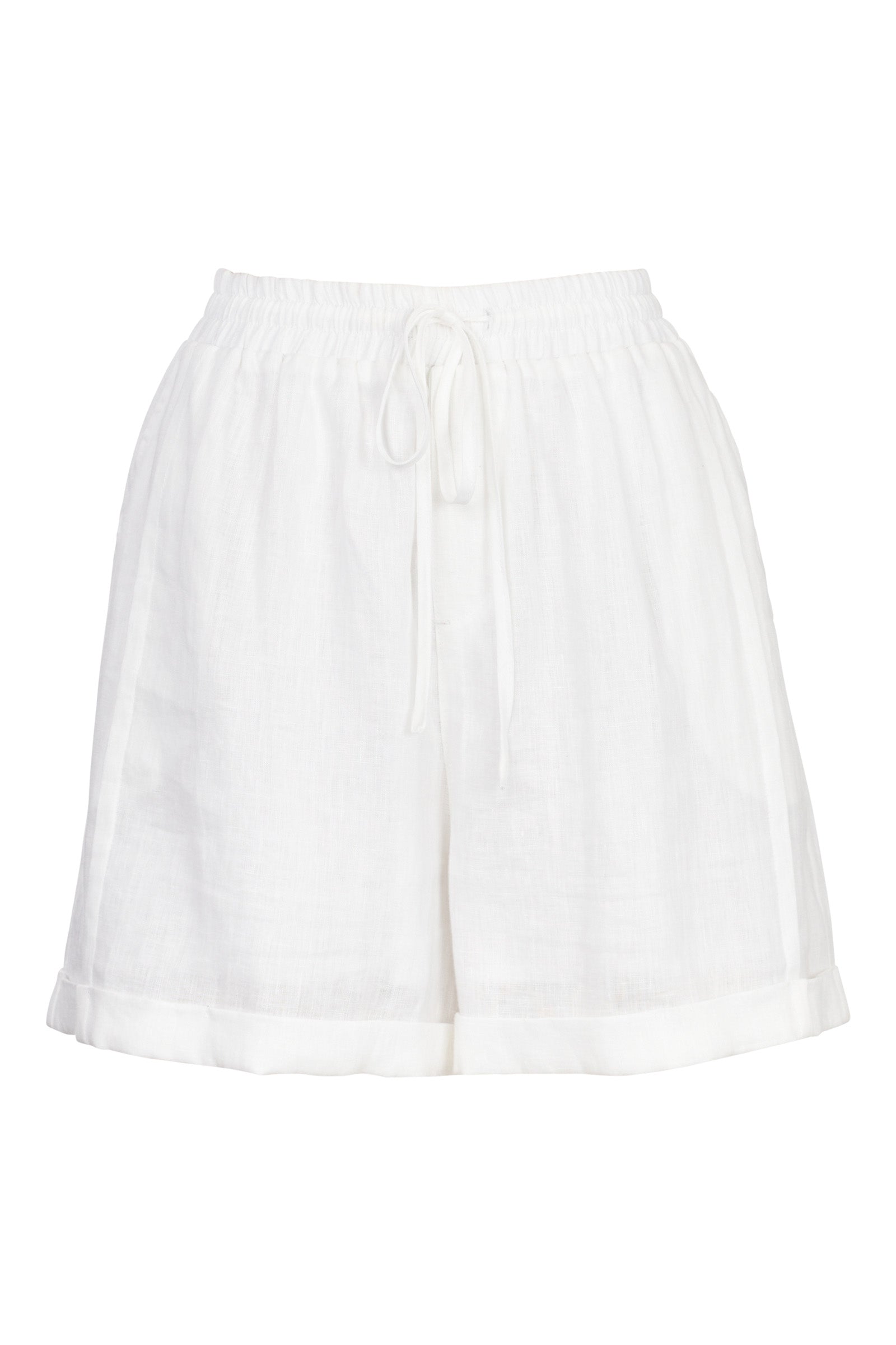 Eb & Ive Studio linen shorts White tailored elastic waist beach to bar