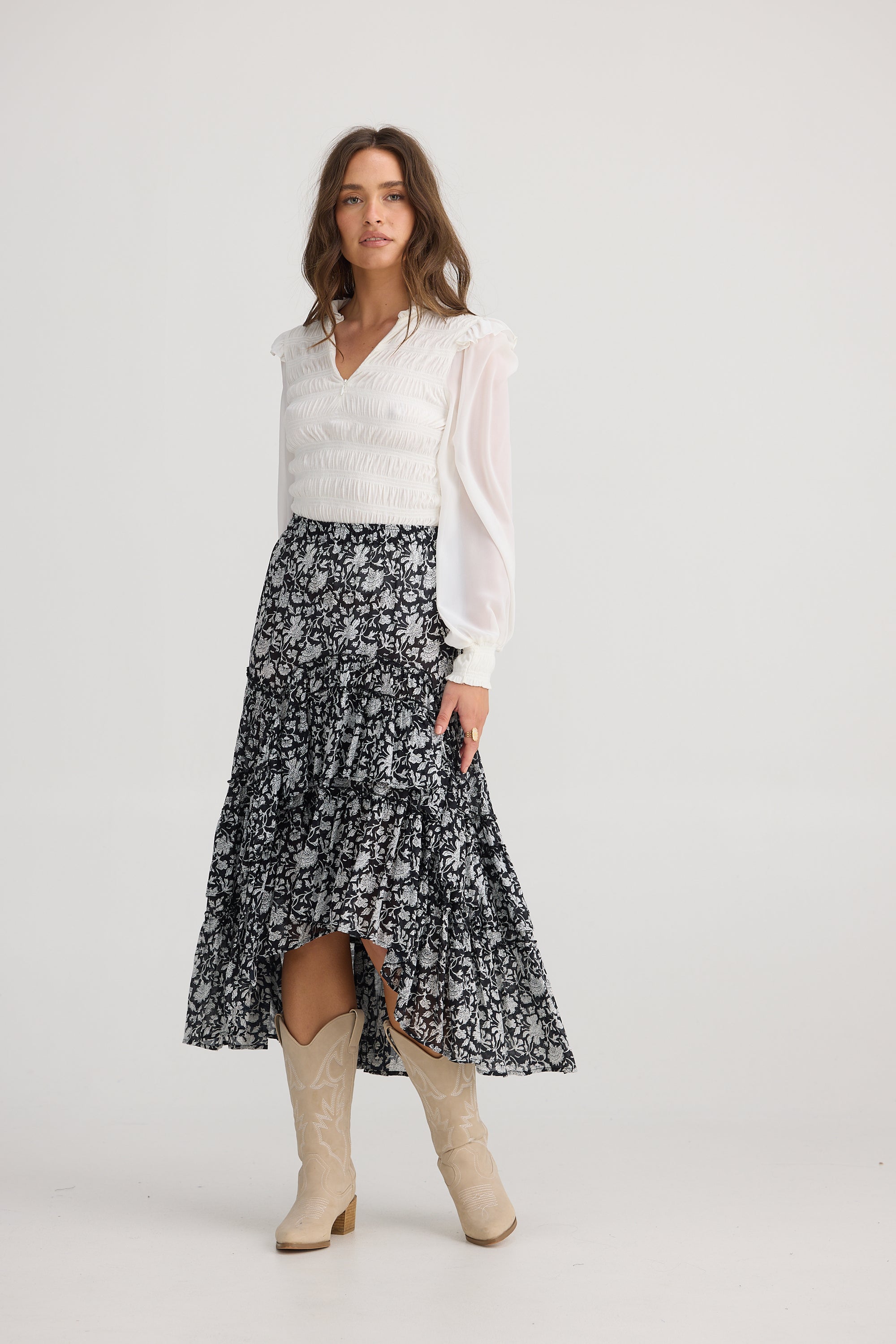 Sassy Skirt - Black Moon  River Print