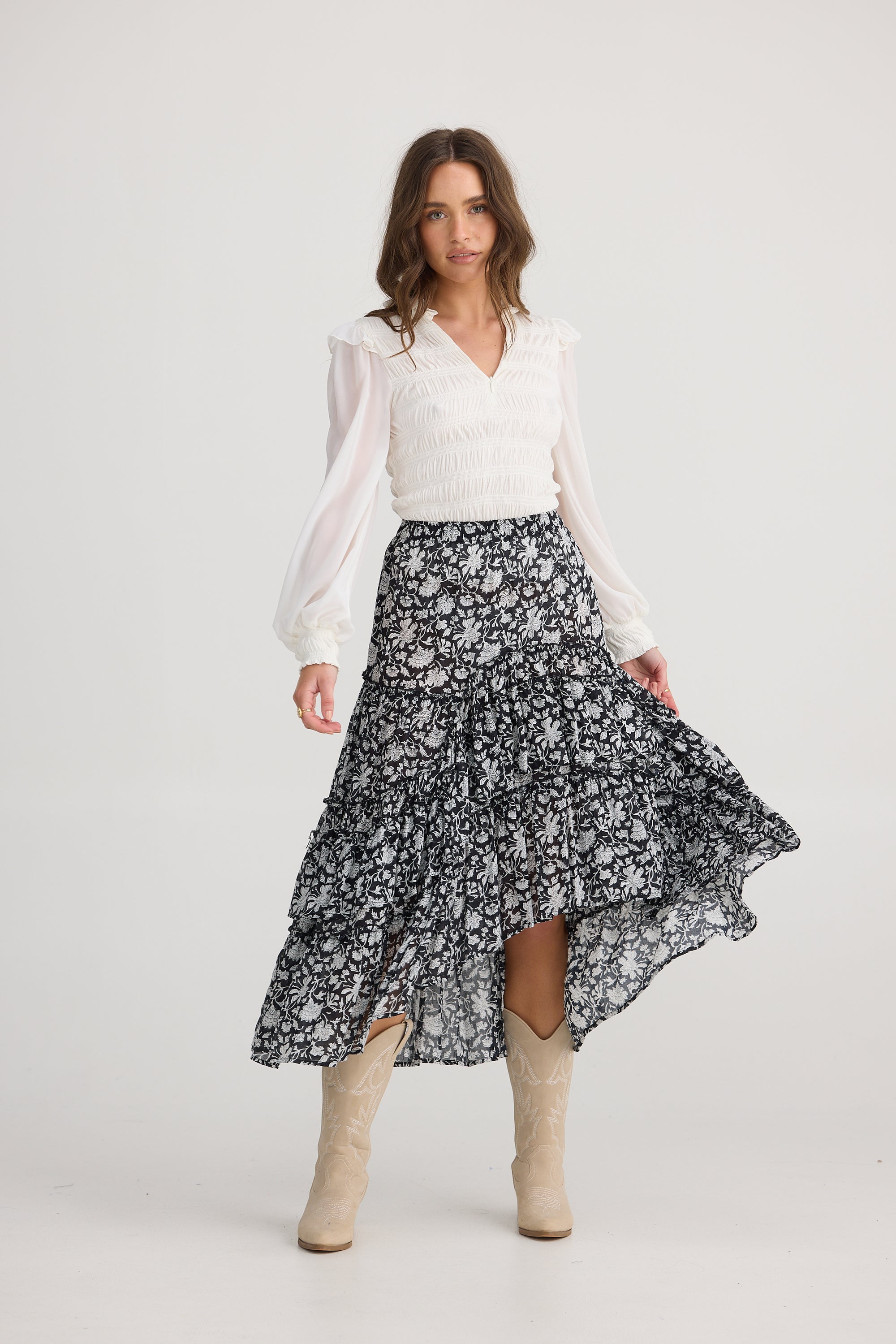 Sassy Skirt - Black Moon  River Print