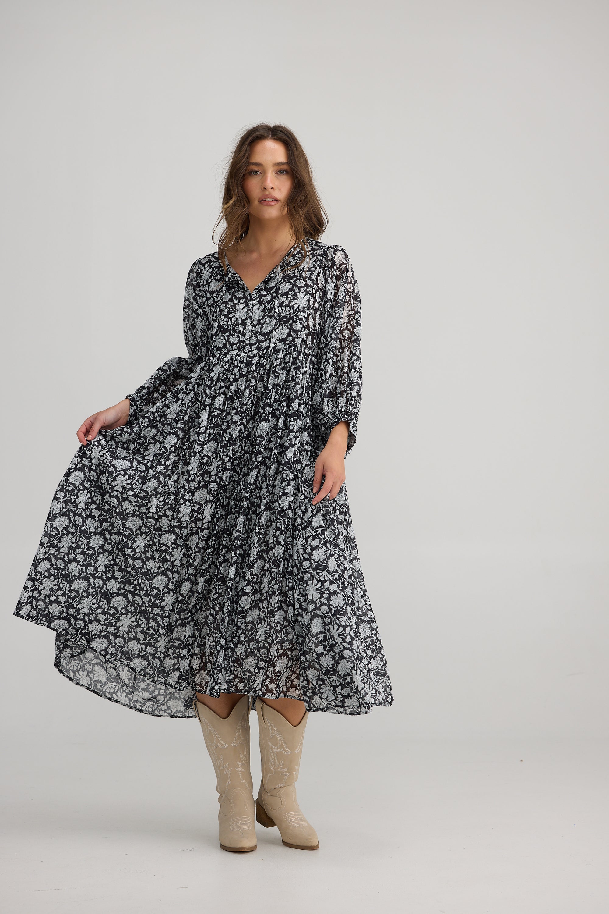 Wisteria Dress - Black Moon  River