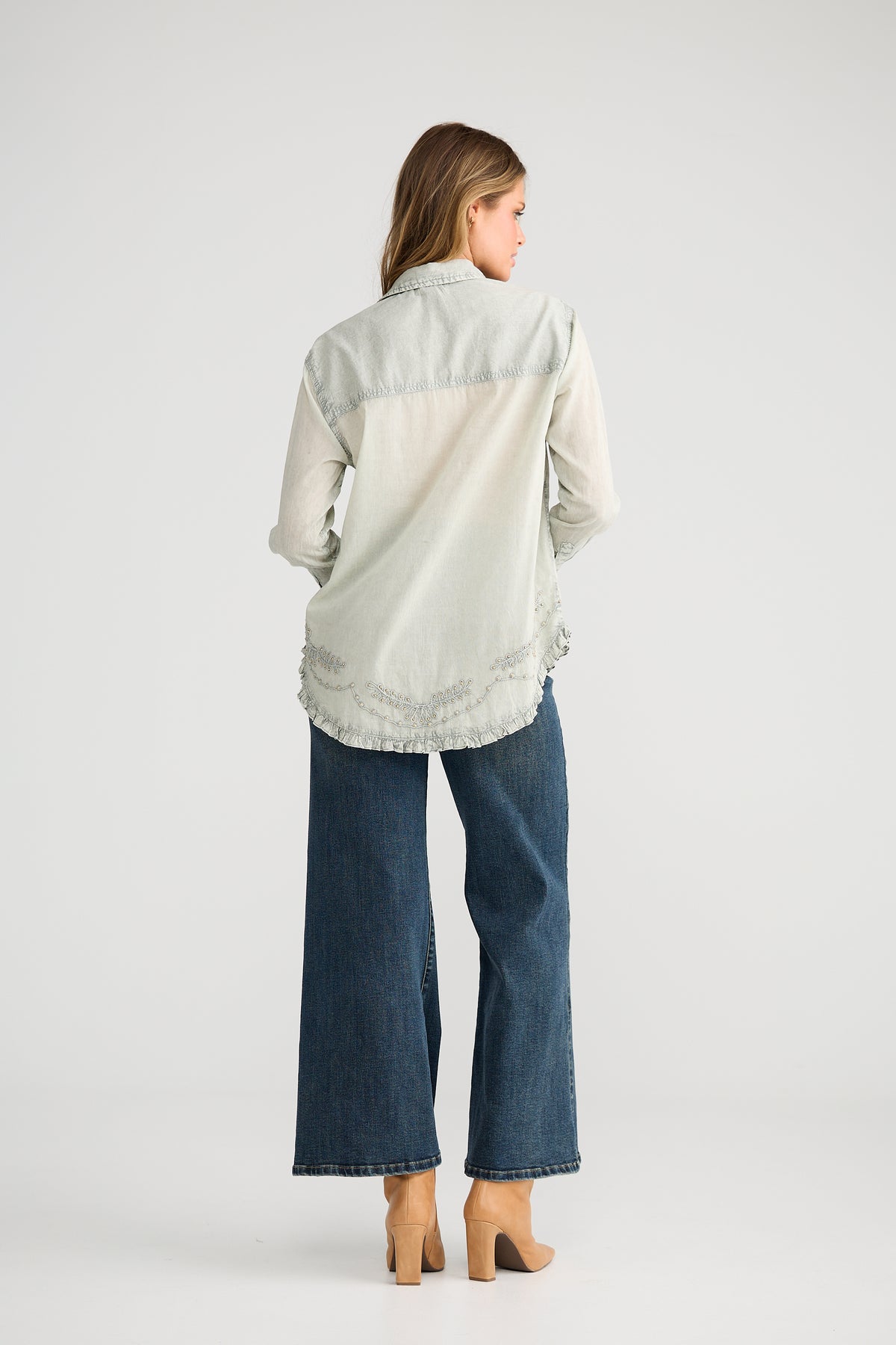 Sienna Shirt - Moss + Embroidery