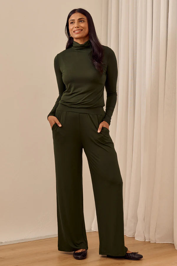 Bamboo Tilly Wide Leg Pant  - Moss