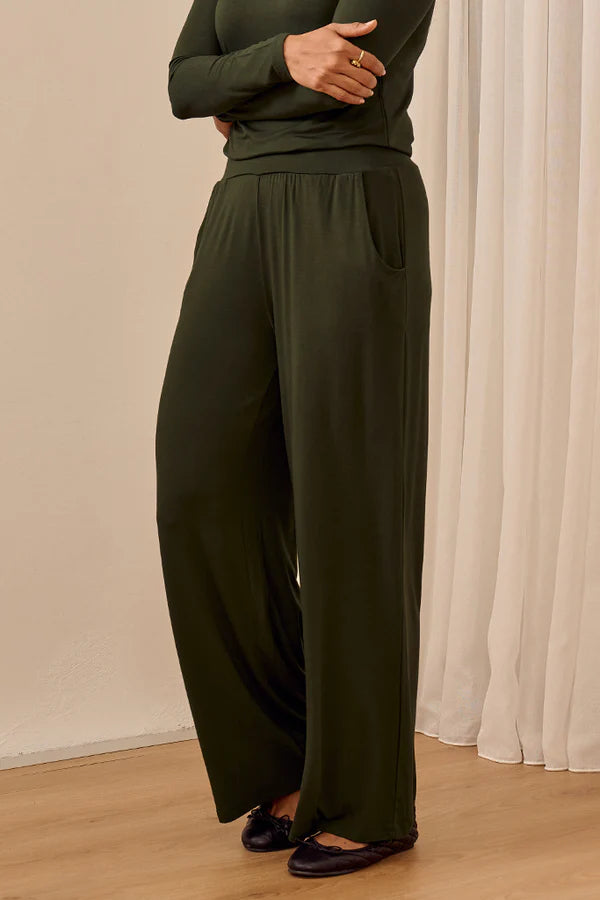 Bamboo Tilly Wide Leg Pant  - Moss