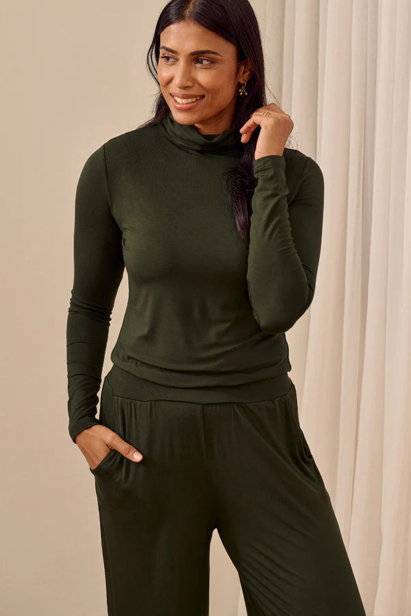 Bamboo Tilly Wide Leg Pant  - Moss