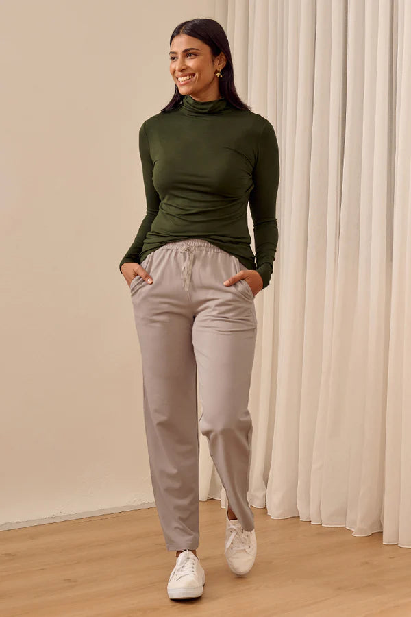 Bamboo Roll Neck Top - Moss