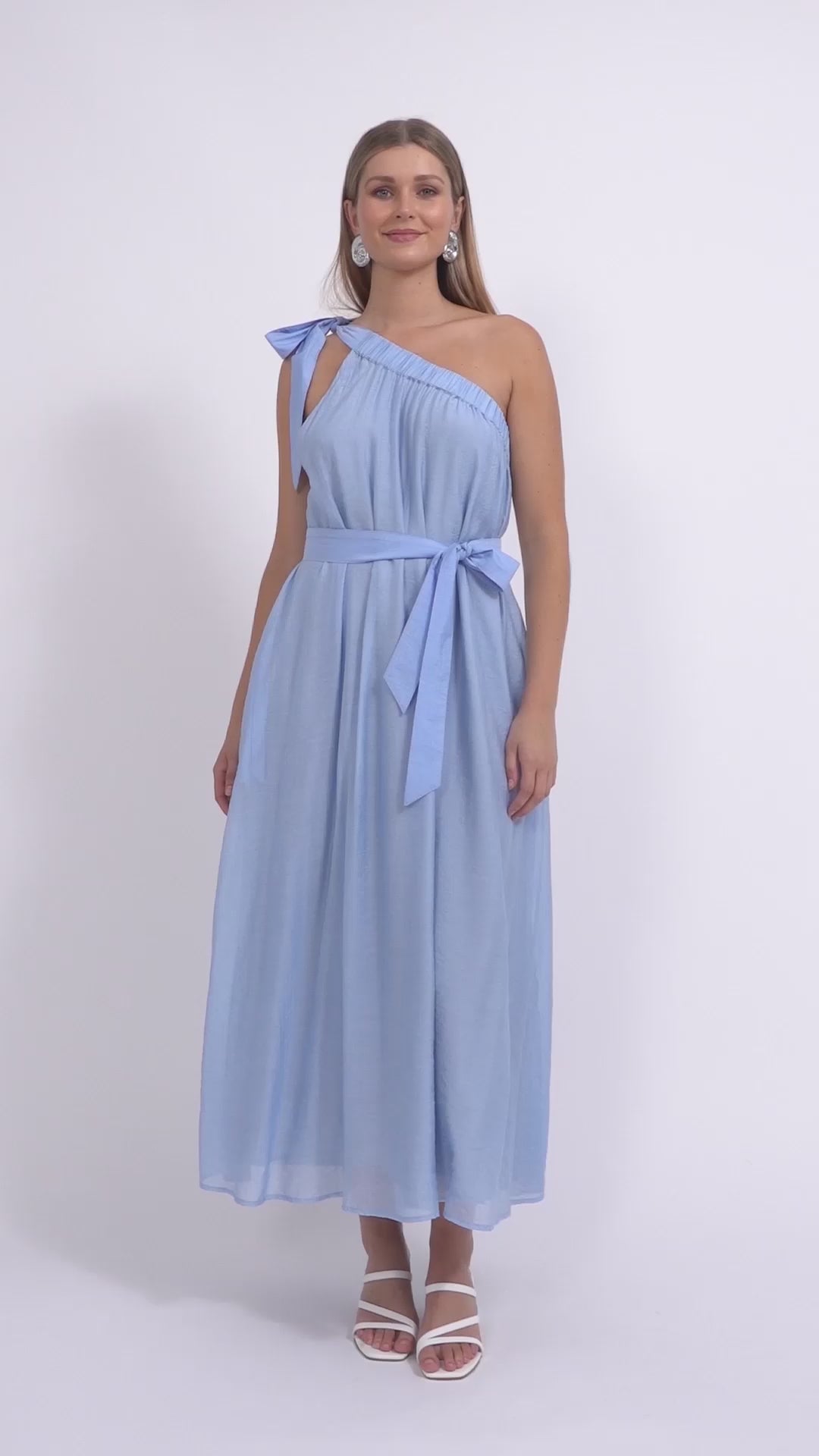 Baja One Shoulder Dress - Safira Blue