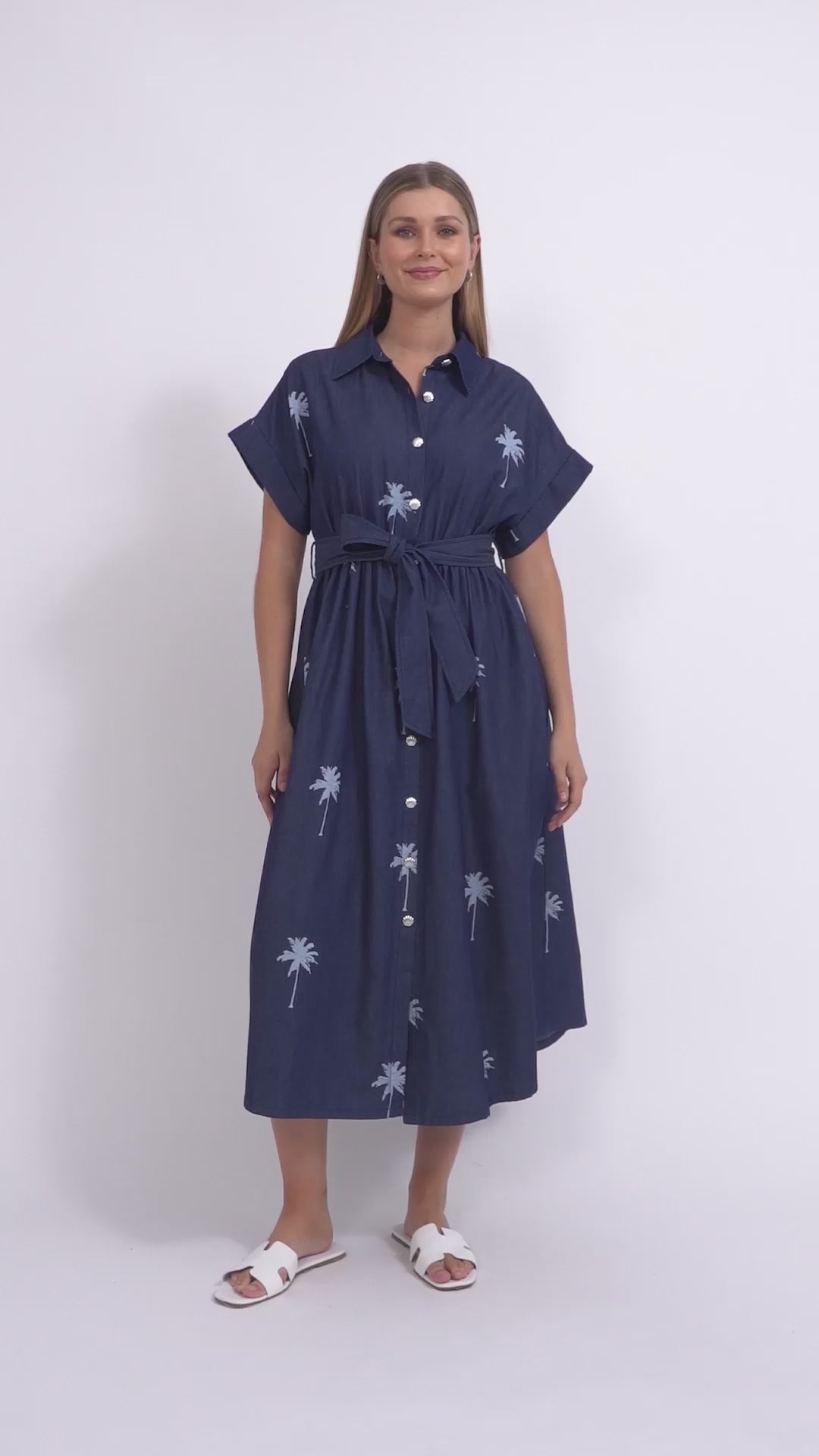 Montego Shirt Dress - Indigo Palms