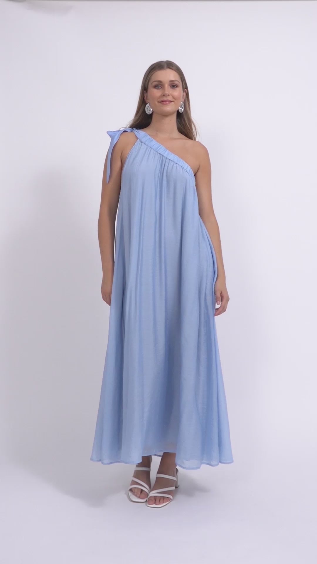Baja One Shoulder Dress - Safira Blue